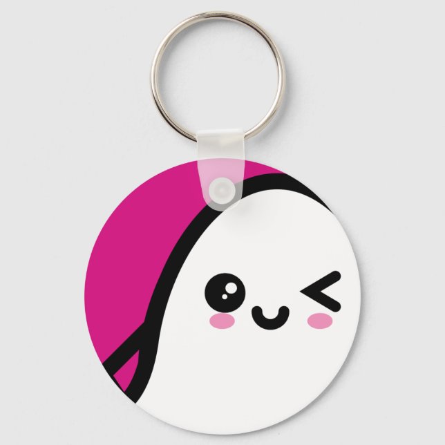 Creepy Egg Ghost - Halloween Key Ring (Front)