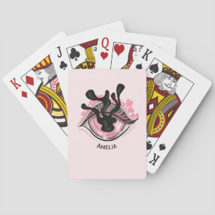 Creepy Eye Pink Cute Weird Goth Name Playing Cards