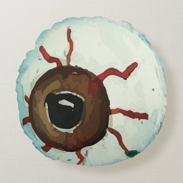 Creepy Eyeball #2 Round Cushion (Front)