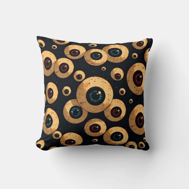 Creepy Eyeball Pattern | Spooky Halloween Decor Cushion (Front)