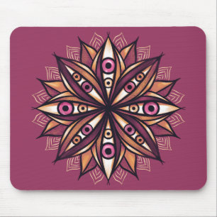 Creepy Eyes Psychedelic Flower Trippy Art Mouse Pad