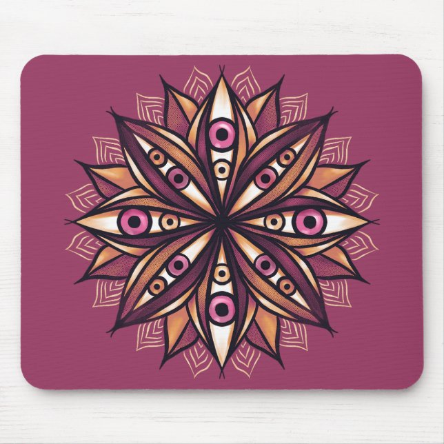 Creepy Eyes Psychedelic Flower Trippy Art Mouse Pad (Front)