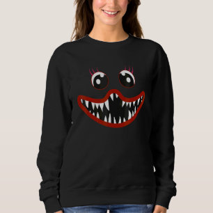 Creepy Face Eyelashes Creature Costume Girls Dyed Sweatshirt