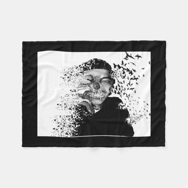 Creepy Face Fleece Blanket (Front (Horizontal))