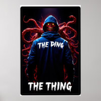 Creepy figure in a hoodie with tentacles and glowi
