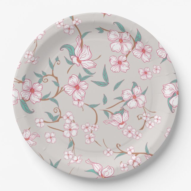 Creepy Flowers Pattern 6 Paper Plate (Front)