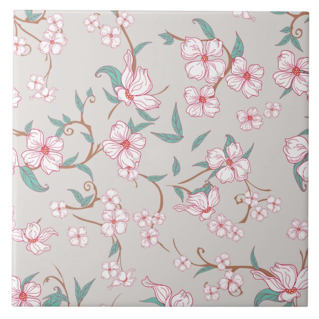 Creepy Flowers Pattern Ceramic Tile (Front)