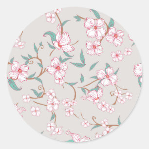 Creepy Flowers Pattern Classic Round Sticker