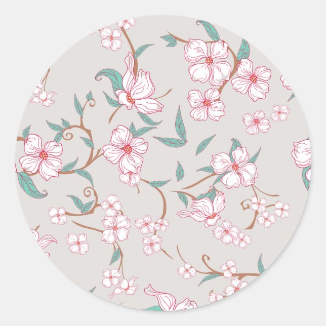 Creepy Flowers Pattern Classic Round Sticker (Front)