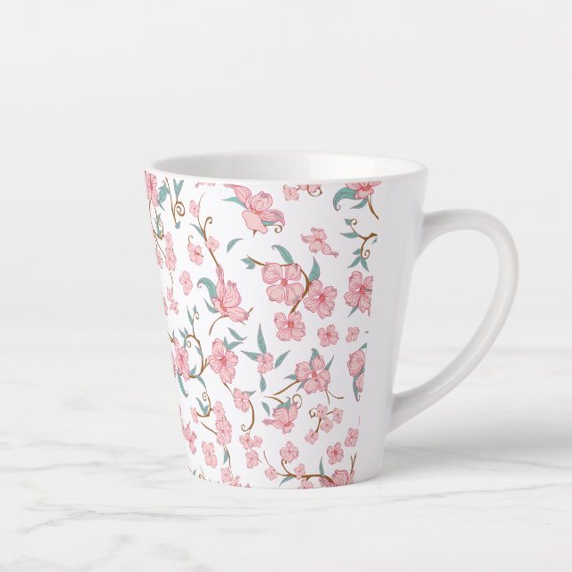 Creepy Flowers Pattern Latte Mug (Right)