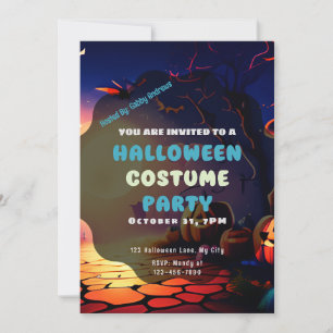 Creepy Forest Jack-O' Lanterns Vintage Halloween Invitation