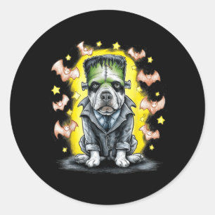 Creepy Frankenstein Monster Dog - Spooky Halloween Classic Round Sticker
