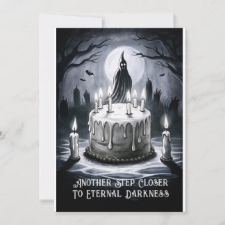 Creepy Funny B-day Greeting Ghost Cake Holiday Card