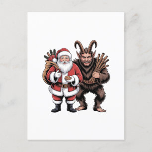 Creepy Funny Horror Santa Claus Krampus Christmas  Invitation Postcard