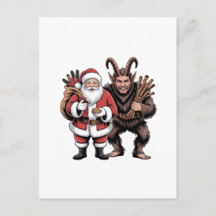 Creepy Funny Horror Santa Claus Krampus Christmas Invitation Postcard