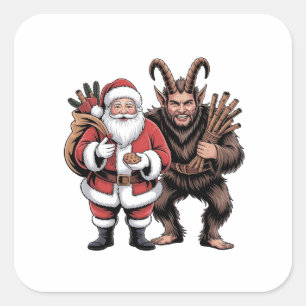 Creepy Funny Horror Santa Claus Krampus Christmas Square Sticker