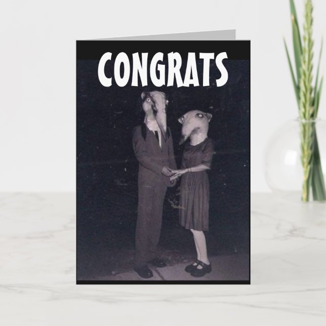 CREEPY FUNNY HORROR WEDDING CONGRATS GREETING CARD (Front)