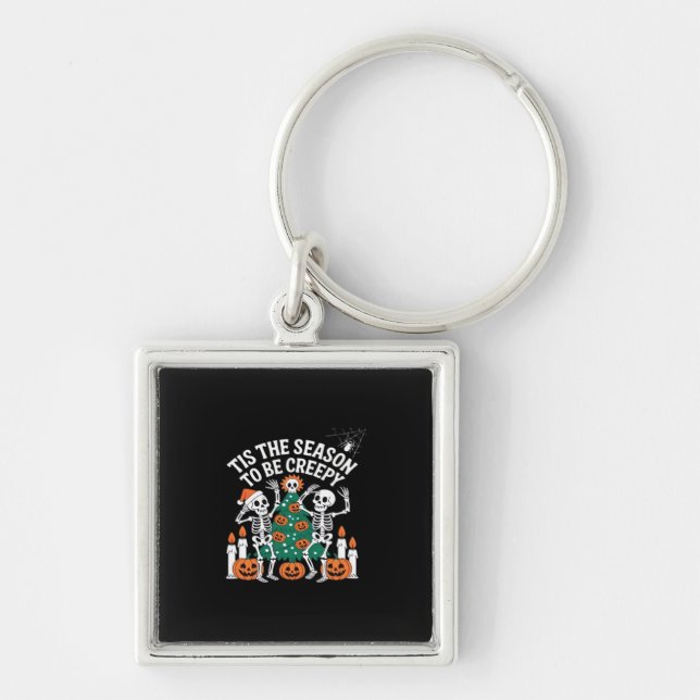 Creepy Funny Skeleton Halloween Spooky Key Ring (Front)