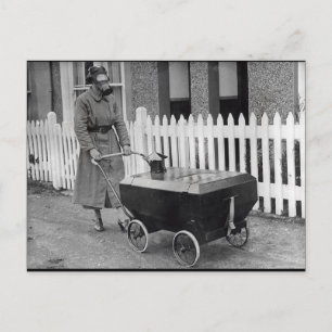 Creepy Gasmask Woman War Photography Postcard