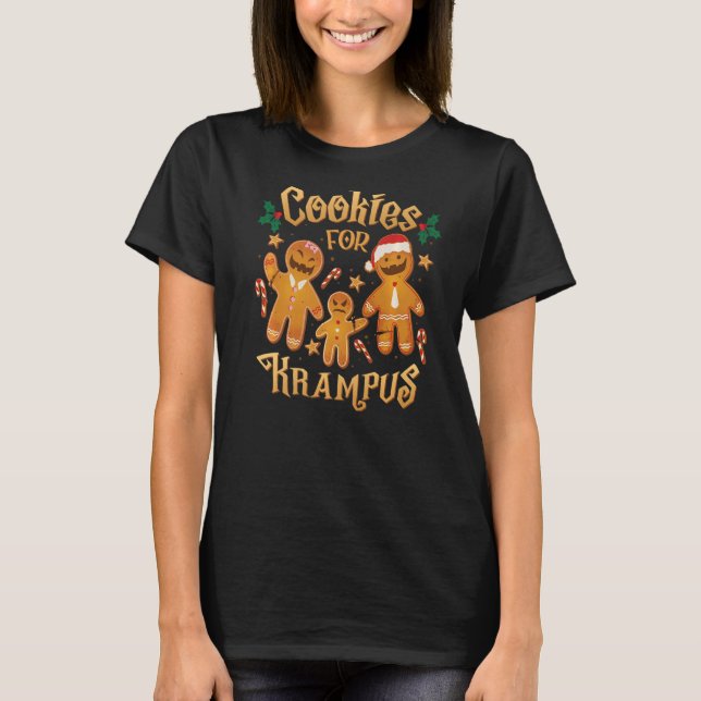 Creepy Gingerbread Cookies For Krampus  Merry Kram T-Shirt (Front)