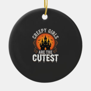 Creepy Girls Are The Cutest Gothic Halloween Desig Ceramic Ornament