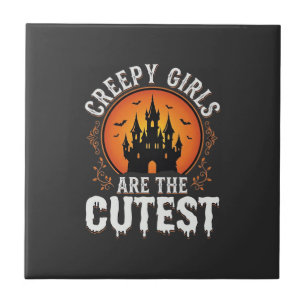 Creepy Girls Are The Cutest Gothic Halloween Desig Ceramic Tile