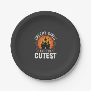 Creepy Girls Are The Cutest Gothic Halloween Desig Paper Plate