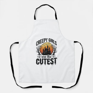 Creepy Girls Are The Cutest Halloween Vector Desig Apron