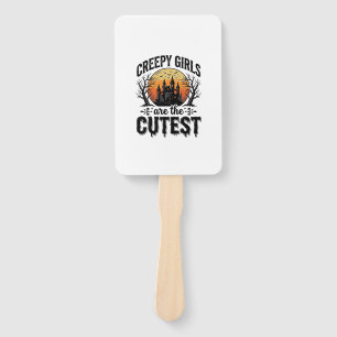 Creepy Girls Are The Cutest Halloween Vector Desig Hand Fan