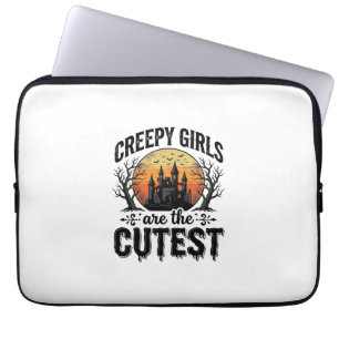 Creepy Girls Are The Cutest Halloween Vector Desig Laptop Sleeve