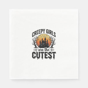Creepy Girls Are The Cutest Halloween Vector Desig Napkin