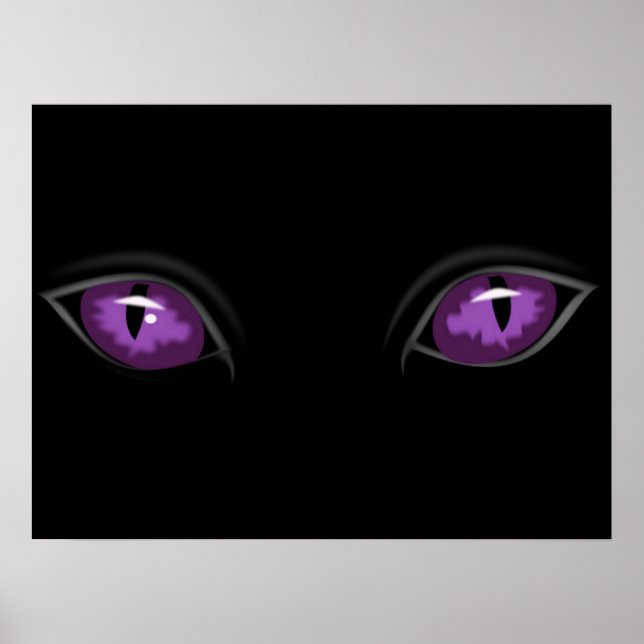 Creepy Glossy Animal or Cat Eyes Dark of Night Poster (Front)