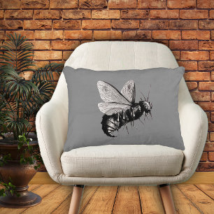Creepy Gothic Bee Skull Wings Insect Decorative Cushion