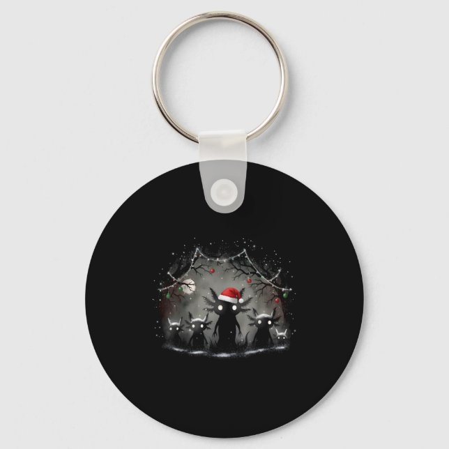 Creepy Gothic Christmas Axolotl Aesthetic Horror N Key Ring (Front)