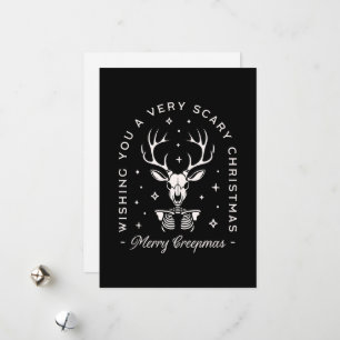 Creepy gothic Christmas reindeer funny wishes Holiday Card