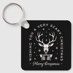 Creepy gothic Christmas reindeer skeleton Key Ring