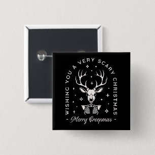 Creepy gothic dark Christmas reindeer skeleton 15 Cm Square Badge