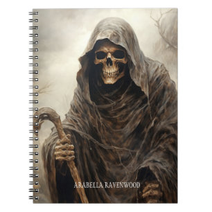 Creepy, Gothic Grim Reaper Halloween Horror Notebook
