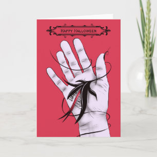 Creepy Gothic Hand Biting Monster Halloween Card