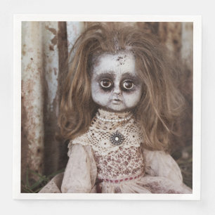 Creepy Gothic Porcelain Doll Victorian Goth Napkin