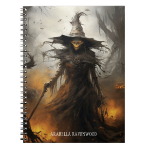 Creepy, Gothic Scary Witch Halloween Horror Notebook