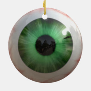 Creepy Green Eyeball Ceramic Tree Decoration