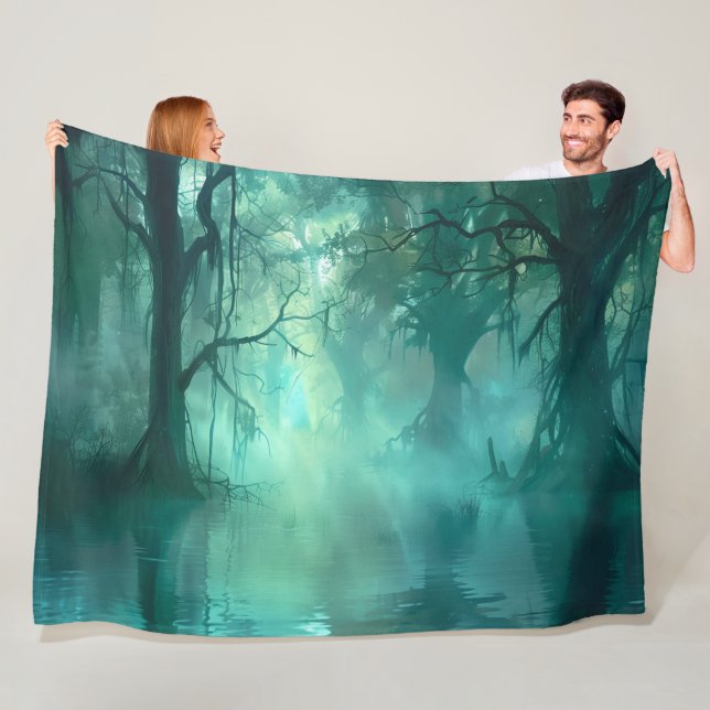 Creepy Green Swamp  Fleece Blanket (In Situ)