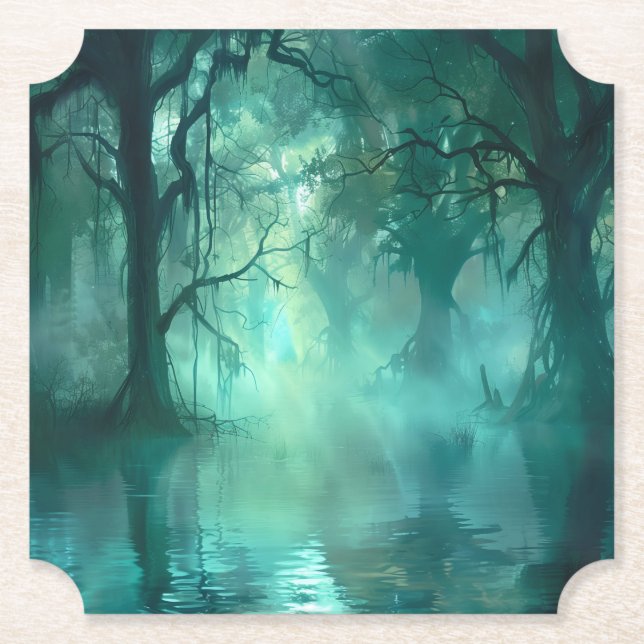 Creepy Green Swamp  Paper Coaster (Front)