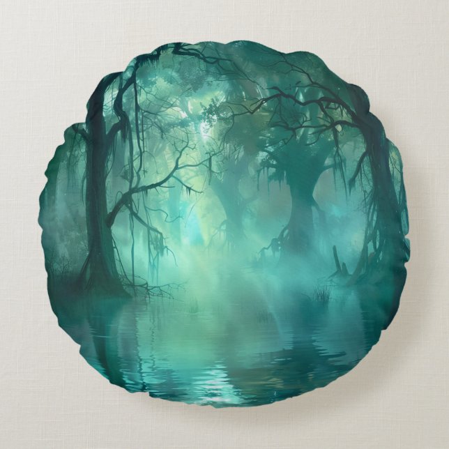 Creepy Green Swamp  Round Cushion (Front)