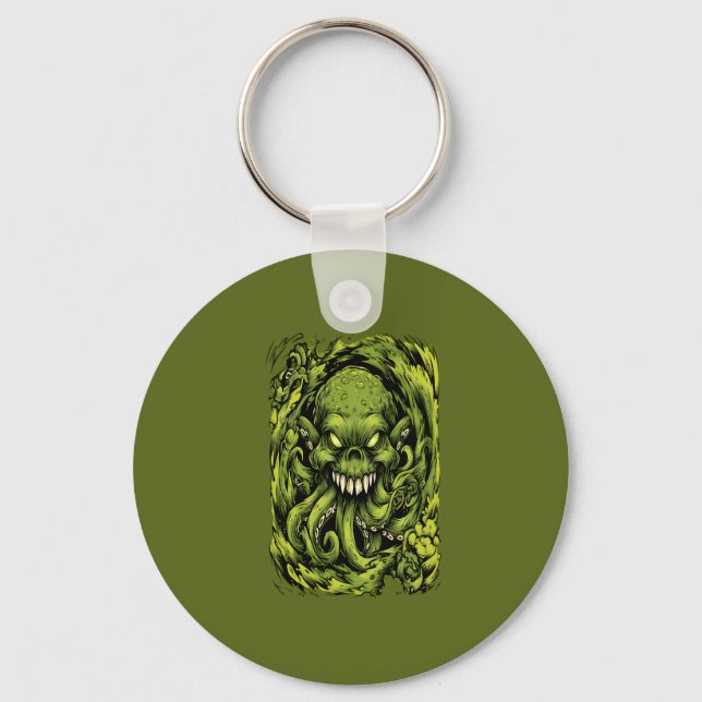 Creepy Green Tentacle Monster Keychain (Front)