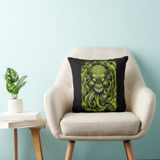 Creepy Green Tentacle Monster Throw Pillow