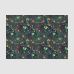 Creepy Green Witches Spooky Ghosts Eerie Halloween Tissue Paper