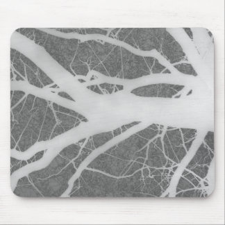 Creepy Grey and White Tree Abstract Mouse Pad