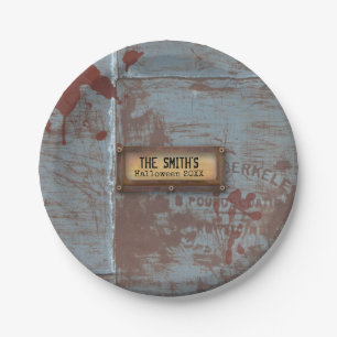 Creepy Grunge Undead Halloween Paper Plate